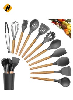 Silicone Cooking Utensil Set, 12 Piece, Heat Resistant Spatulas and Spoons for Non-Stick Pots and Pans (Black) - pzsku/ZF768545B663A16FCA041Z/45/_/1733843770/464d830d-f123-4b1d-952a-50f6297647a0