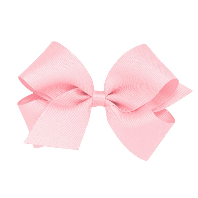 Wee Ones Girls' Plain Wrap Classic Grosgrain Hair Bows on a WeeStay No-Slip Hair Clip, Handmade, Medium, Light Pink - Image 1