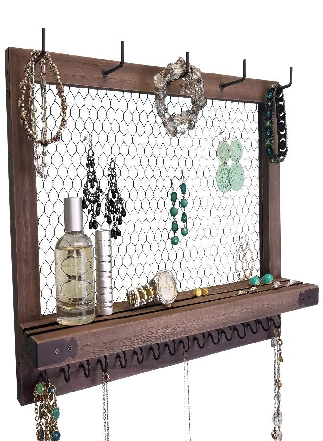 Outshine OUTSHINE Wall Hanging Jewelry Organizer | Rustic Jewelry Organizer Hanging on Wall | Western Jewelry Wall Mount Organizer | Wall Mounted Jewelry Organizer | Wall Mounted Jewelry Hanger  - Image 1