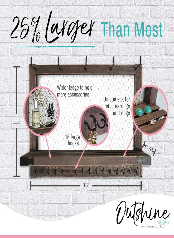 Outshine OUTSHINE Wall Hanging Jewelry Organizer | Rustic Jewelry Organizer Hanging on Wall | Western Jewelry Wall Mount Organizer | Wall Mounted Jewelry Organizer | Wall Mounted Jewelry Hanger  - Image 2