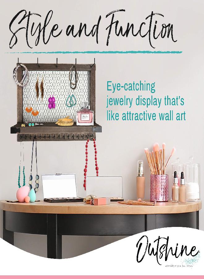 Outshine OUTSHINE Wall Hanging Jewelry Organizer | Rustic Jewelry Organizer Hanging on Wall | Western Jewelry Wall Mount Organizer | Wall Mounted Jewelry Organizer | Wall Mounted Jewelry Hanger  - Image 4