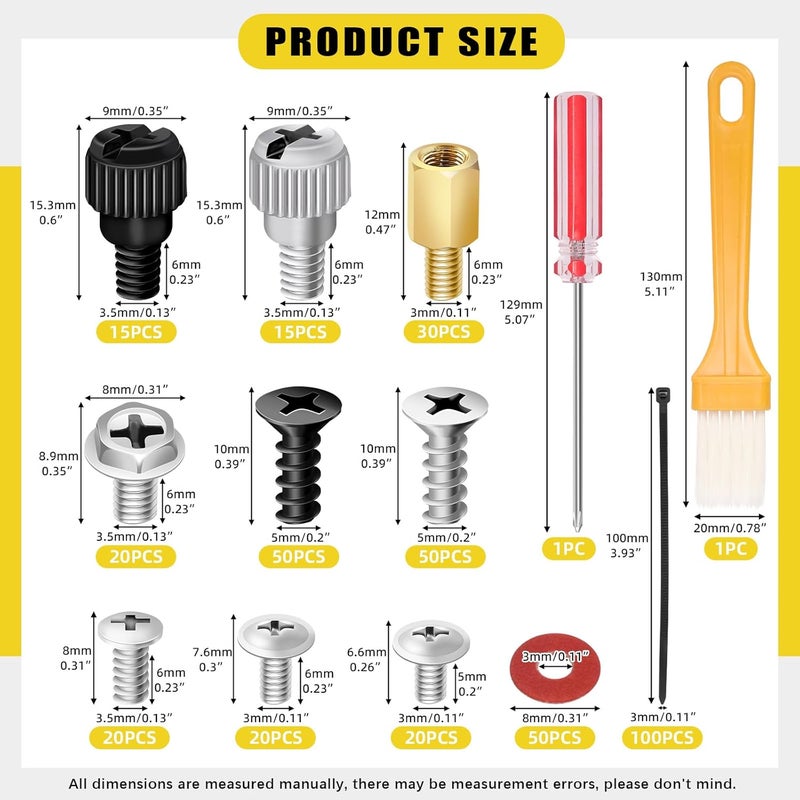 Mardatt 293Pcs Computer Screws Kit - Motherboard Standoffs for Universal PC, Laptop, HDD, SSD, Hard Drive, Case, Fan, CD-ROM - Image 2