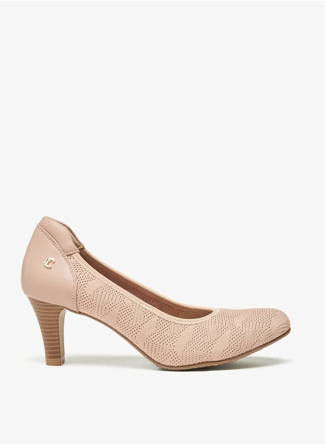 لو كونفورت Women's Textured Slip-On Pumps with Cone Heels