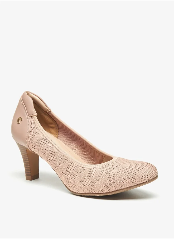 لو كونفورت Women's Textured Slip-On Pumps with Cone Heels