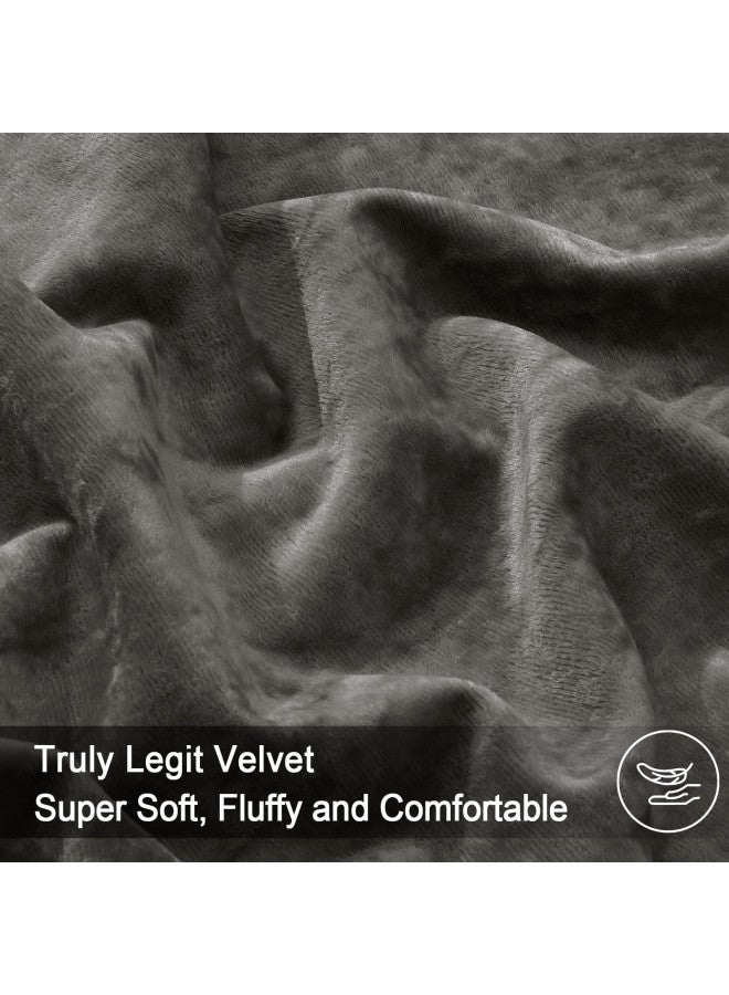PHF PHF Truly Velvet Duvet Cover Set King Size, 3pcs Ultra Soft Breathable Comforter Cover Set, Luxury Cozy Flannel Duvet Cover with Pillow Shams Bedding Collection, 104" x 90", Dark Gery  - Image 3