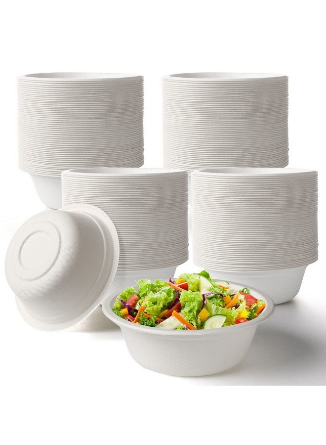 Potchen 300 Pack Paper Bowls Quality White Disposable Bowls Small Sugar Cane Fibers Party Bowls for Ice Cream Fruits Salad Soup Hot or Cold Use Catering Picnics Camping and Restaurant Supplies (12 oz) - Image 1