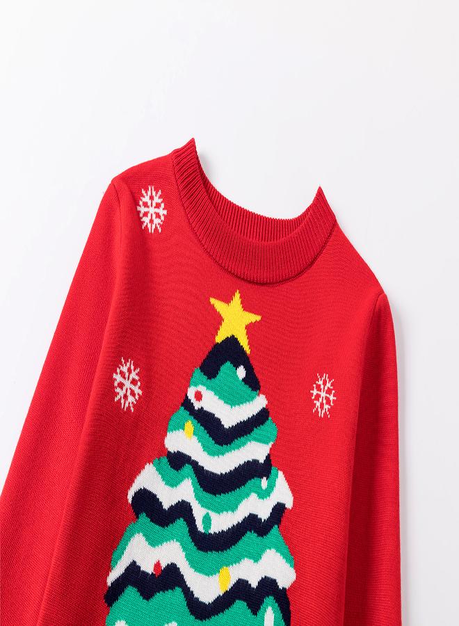babyqlo Christmas Tree Festive Sweater - Red - Image 1