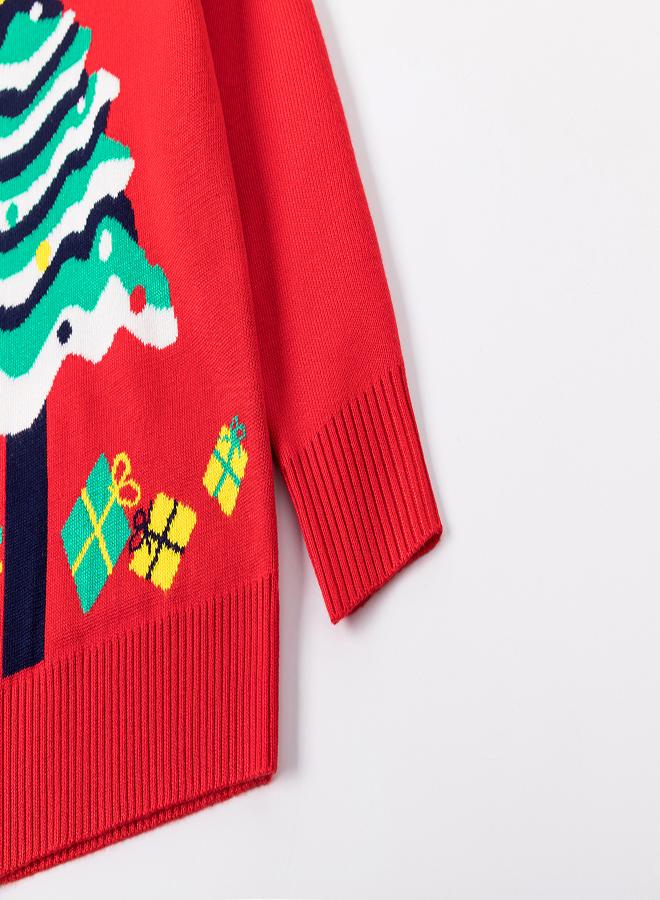 babyqlo Christmas Tree Festive Sweater - Red - Image 5