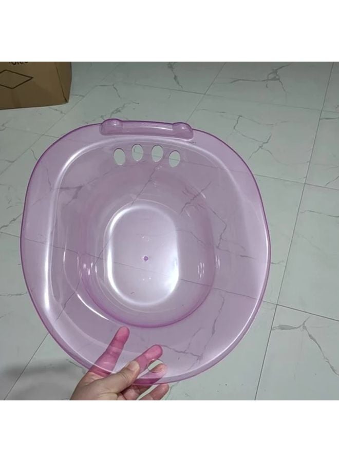 كرسي دش جلوس أزرق محمول مع حوض للاستحمام للمسنين والنساء الحوامل بجانب المرحاض - Image 3