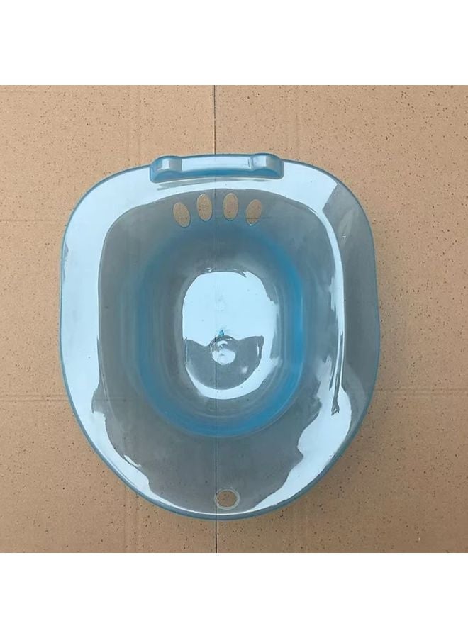 كرسي دش جلوس أزرق محمول مع حوض للاستحمام للمسنين والنساء الحوامل بجانب المرحاض - Image 1