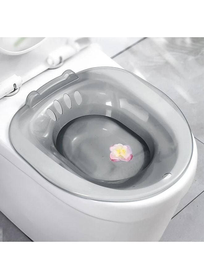 كرسي دش جلوس أزرق محمول مع حوض للاستحمام للمسنين والنساء الحوامل بجانب المرحاض - Image 4