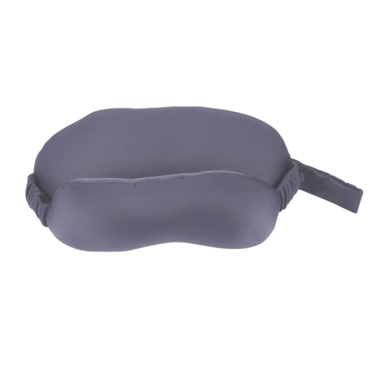 Grey Travel Neck Pillow With 2 In 1 Eye Mask For Airplane Comfort - Image 2