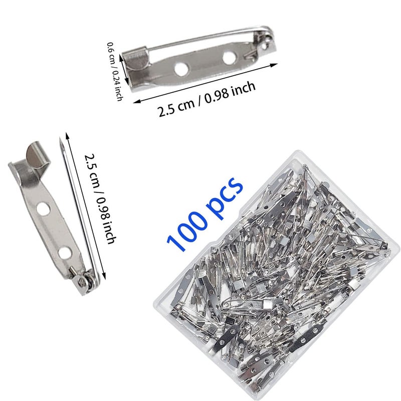 ZTEOFO 100 Pcs Locking Pins Backs Safety Clasp Brooch, Silver Brooch Clasp Pin, Backs Safety Clasp, for Name Tags Jewelry Making and DIY Crafts (25MM) - Image 3