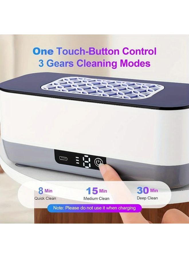 White USB Rechargeable Ultrasonic Cleaner For Jewelry Glasses Makeup Brushes - Image 5