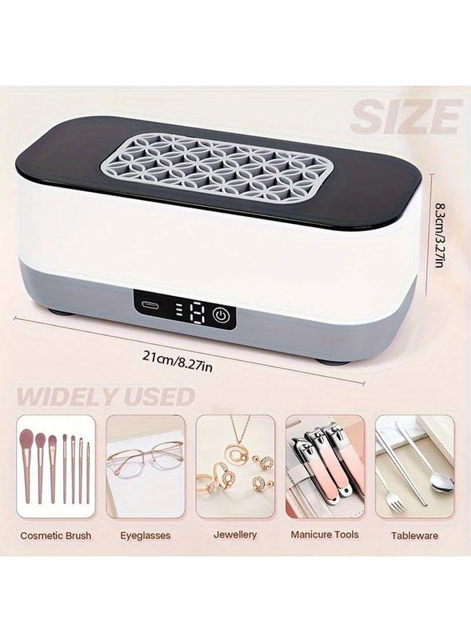 White USB Rechargeable Ultrasonic Cleaner For Jewelry Glasses Makeup Brushes - Image 4