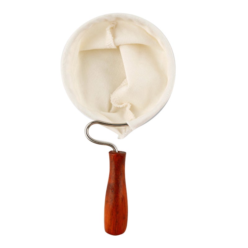 Flannel Cloth Coffee Filter Handmade Reusable Coffee Filter Bag with Wooden Handle - Image 1