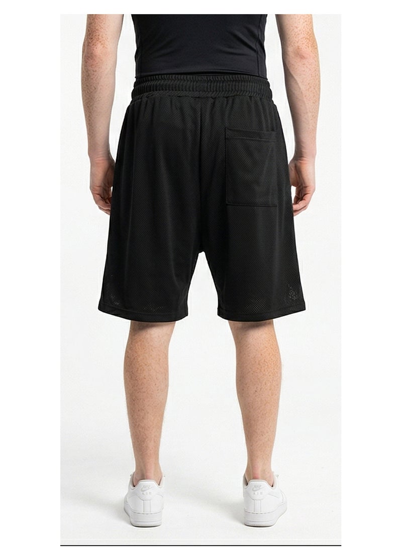 RAVIN Black Pintuck Mesh Relaxed Fit Athletic Shorts - Image 2