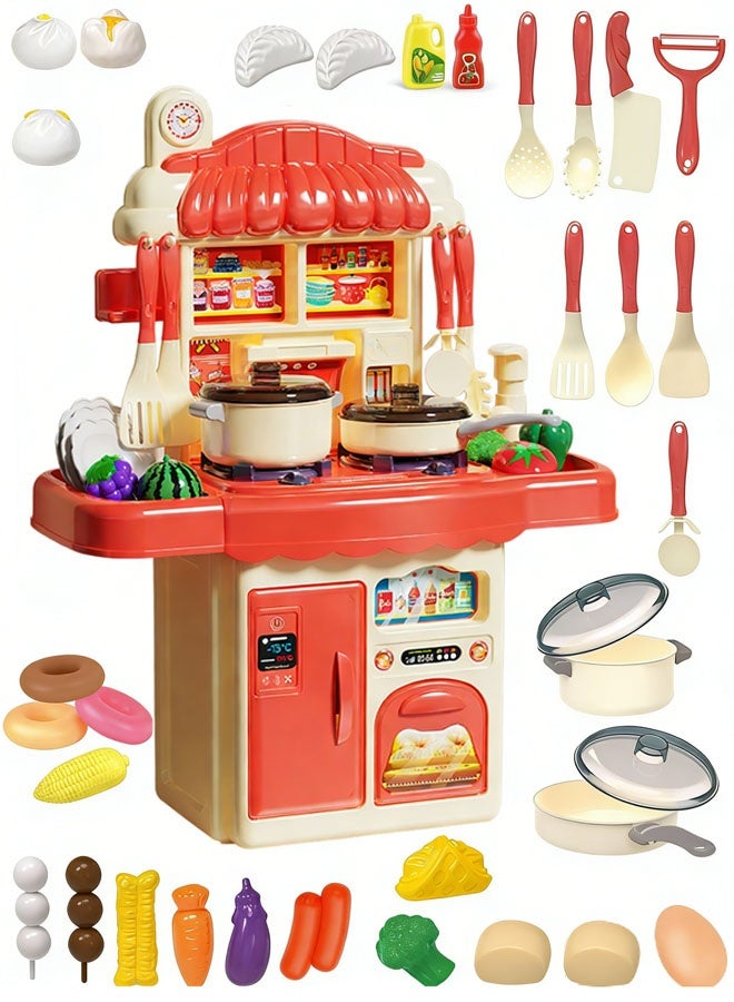 Kitchen Playset, Kitchen Toy Set,Accessories Toy, 33 Pcs Kids Kitchen Playset,Toddler Kitchen Toy Set, Including Pots, Pans and Fruits, Fake Play Kitchen Toys for Kids,Pretend Cooking Toys for Toddlers 3-6 - Image 1