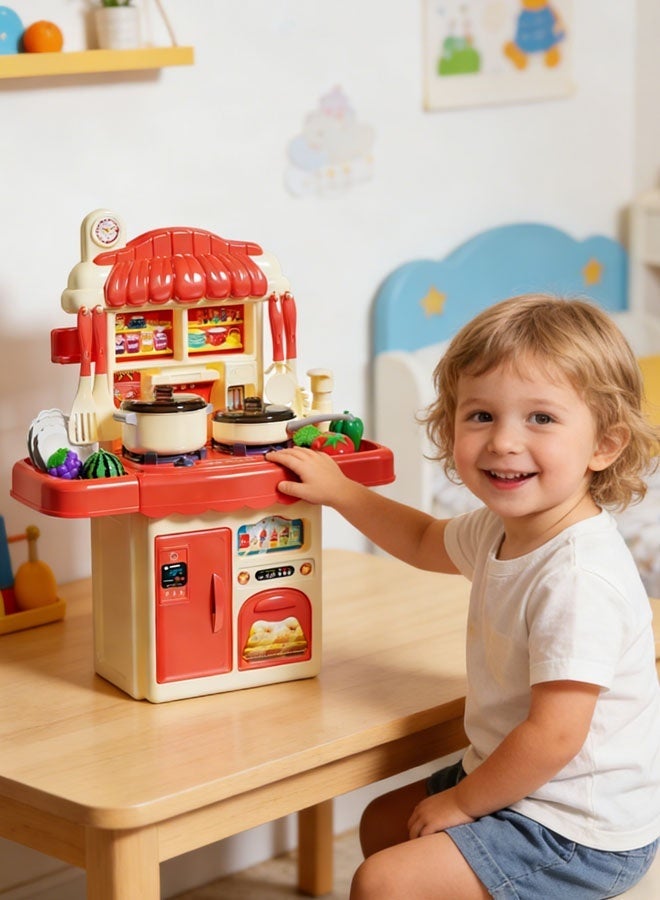 Kitchen Playset, Kitchen Toy Set,Accessories Toy, 33 Pcs Kids Kitchen Playset,Toddler Kitchen Toy Set, Including Pots, Pans and Fruits, Fake Play Kitchen Toys for Kids,Pretend Cooking Toys for Toddlers 3-6 - Image 3