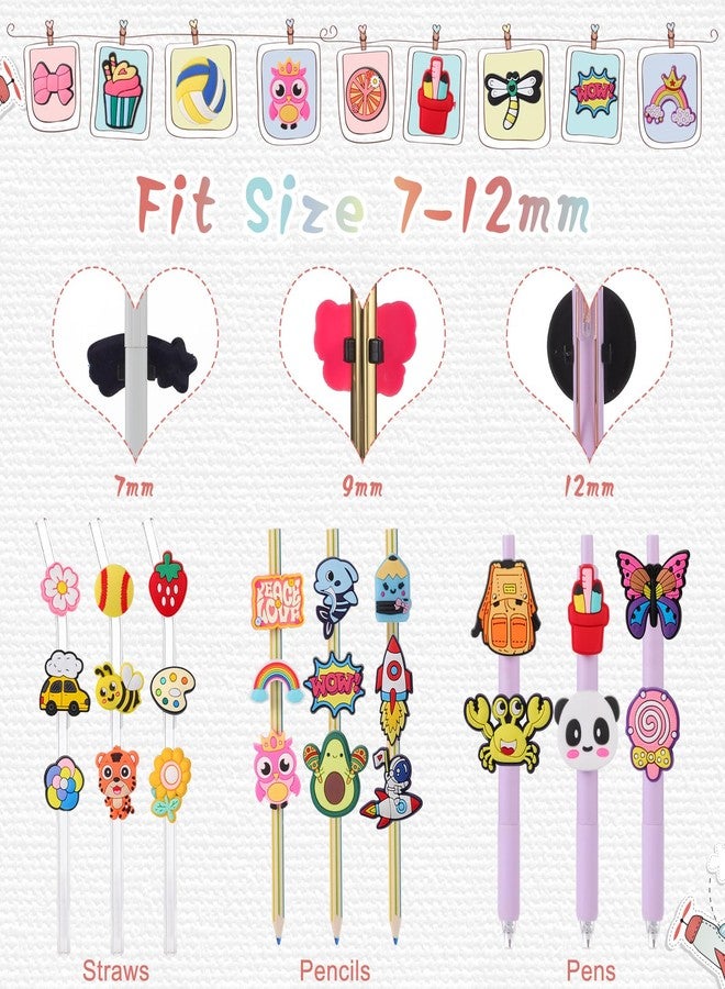WSICSE 50 Pcs Pen Toppers Cute PVC Pencil Toppers for Kids Bulk Pencil Clips Lovely Pencil Charms Decoration Accessories Classroom Reward School Prize Supplies Small Gifts for Students - Image 2