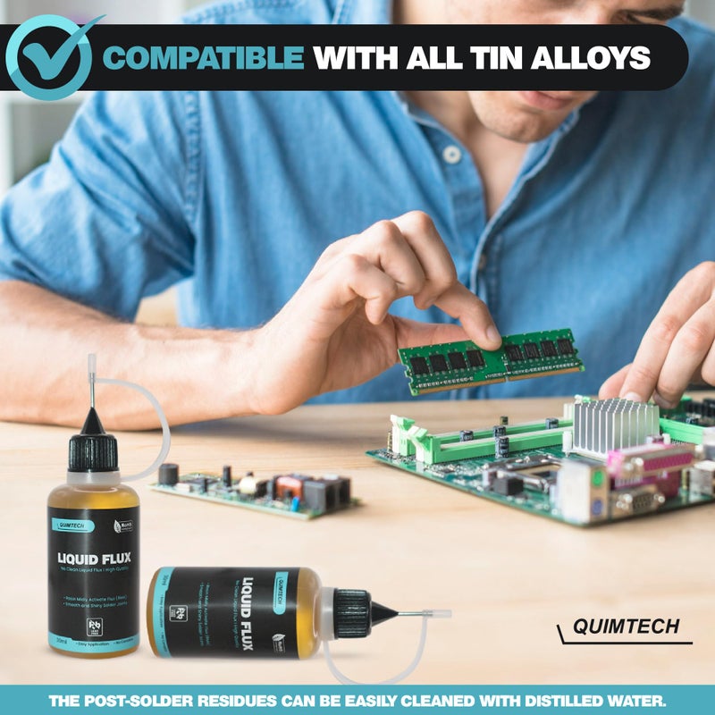 QUIMTECH Liquid Solder Flux Dropper (30 ml/1 Oz.) I RMA Liquid Solder Flux I Soldering Flux I Electrical Solder I No Clean Liquid Flux I Rosin Flux I Soldering Flux for Electronics I Lead Free Liquid Solder I - Image 5