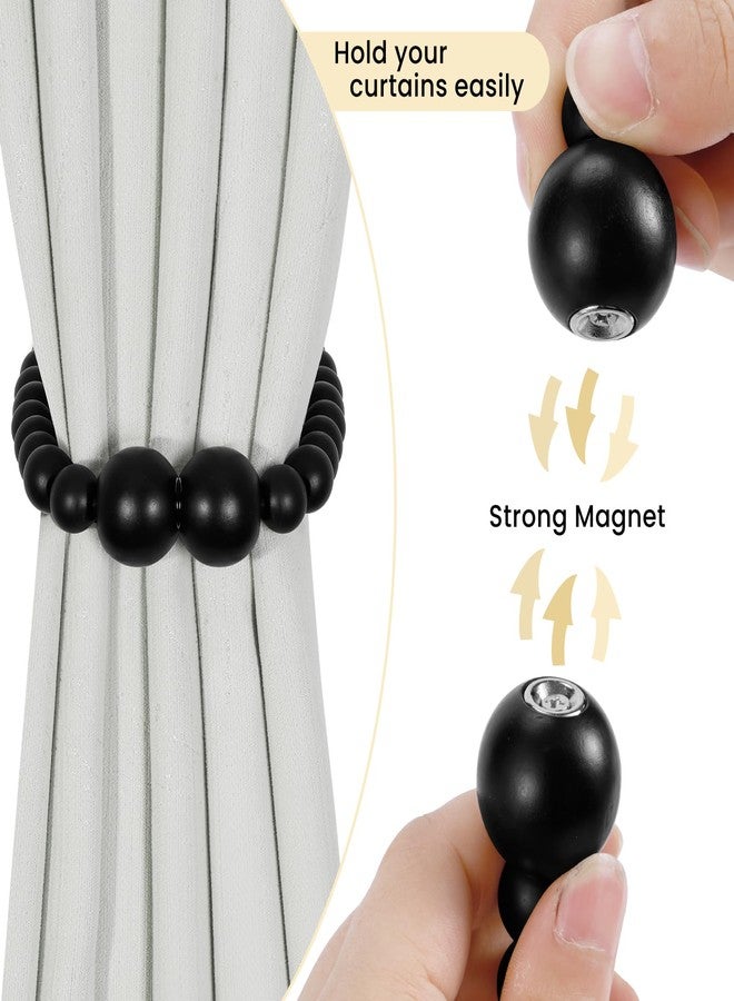 KLOGTSIND Magnetic Curtain Tiebacks, 2 Pack Curtain Holdbacks for Draperies, Wood Bead Curtain Tiebacks, Elegant Curtain Tie Backs for Bedroom Decor, Boho Room Decor, Nursery Decor, Farmhouse Decor - Image 2