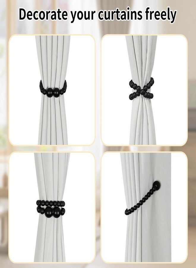 KLOGTSIND Magnetic Curtain Tiebacks, 2 Pack Curtain Holdbacks for Draperies, Wood Bead Curtain Tiebacks, Elegant Curtain Tie Backs for Bedroom Decor, Boho Room Decor, Nursery Decor, Farmhouse Decor - Image 4