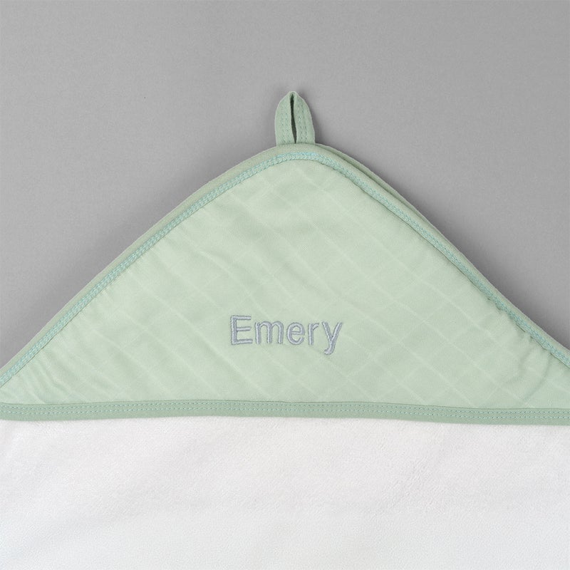 Lovingly Signed Personalized Bamboo Muslin Hooded Towel - Green - Image 2