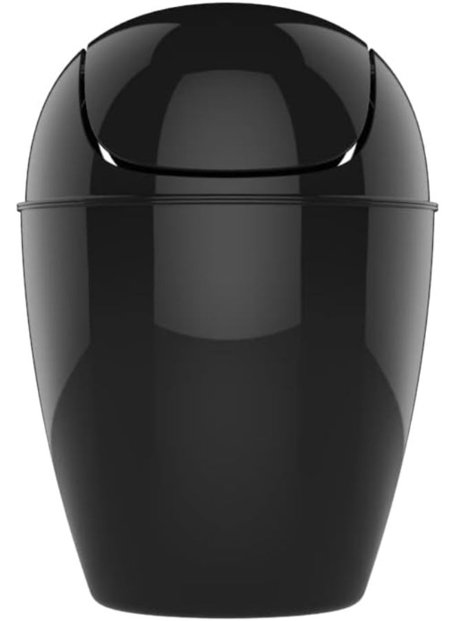 12L Black Trash Bin, Compact Durable Plastic Waste Basket, Modern Garbage Bin for Bathroom, Kitchen, Bedroom, Office & Home Organization