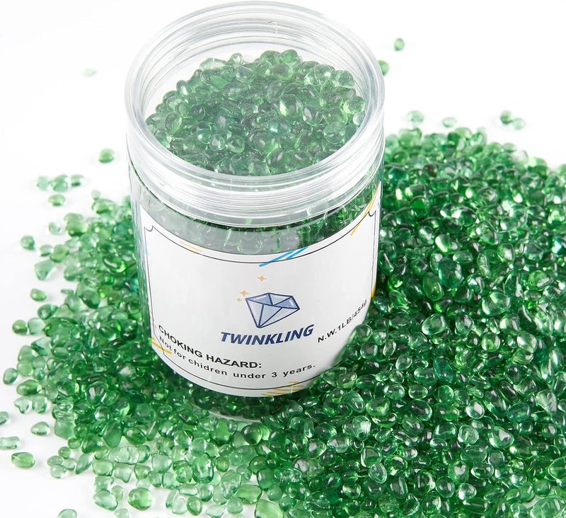 TWINKLING حجارة زجاج نار مستديرة عالية اللمعان TWINKLING، كرات زجاجية، حصى زجاجي، خرز زجاجي أحجار كريمة لموقد النار حشوات المزهرية حرف زي��ة حوض السمك والحديقة، 3-6 مم، برطمان 1 رطل (أخضر فاتح) - Image 4