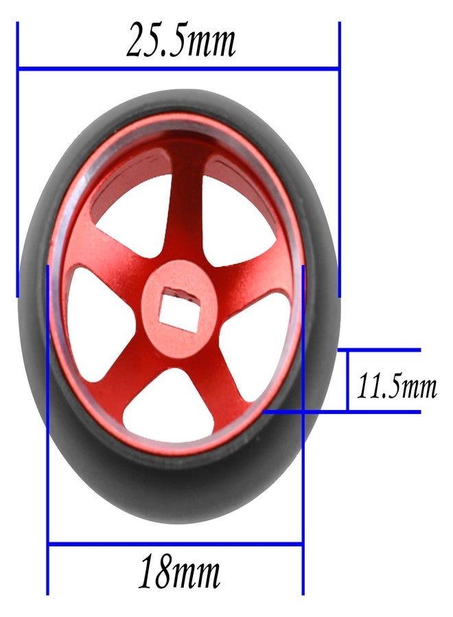 Vgoohobby 4Pack Vgoohobby 25mmx11mm 1/28 Drift Car Tires Plastic Tyres w/Metal Wheel Rims Compatible with Wltoys K969 K989 P929 Kyosho Mini-Z Mini-Q 1/28 RC Drift Car (Red) - Image 3