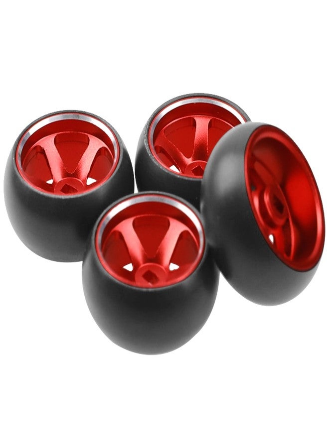 Vgoohobby 4Pack Vgoohobby 25mmx11mm 1/28 Drift Car Tires Plastic Tyres w/Metal Wheel Rims Compatible with Wltoys K969 K989 P929 Kyosho Mini-Z Mini-Q 1/28 RC Drift Car (Red) - Image 5