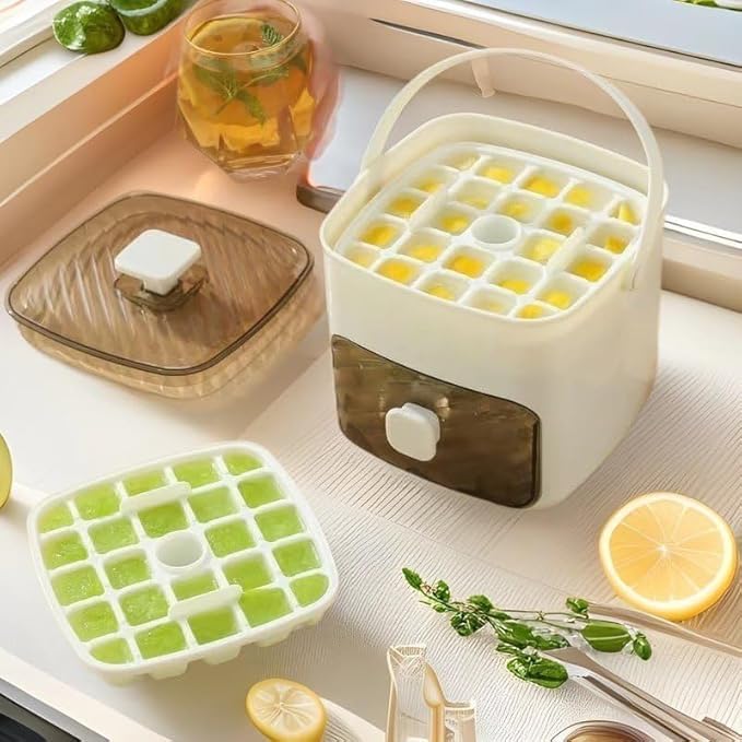 PARABRAHMA Double Layer Ice Box with Lid Handle Ice Cube Tray Square Ice Maker Ice Cube Mould Tool Accessories Pack of 1Multicolor - Image 3