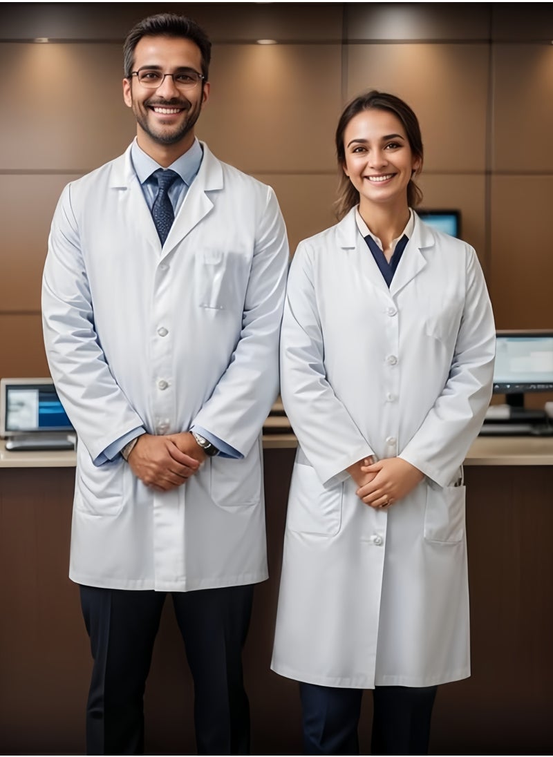 Angola Panda Cotton laboratory white coat, unisex, suitable for professional doctors, nurses, dentists, industrial workers, barbers, students, full-length pockets suitable for school, work, hospital, salon  - Image 1