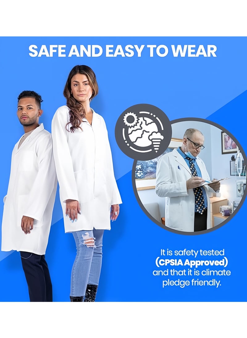 Angola Panda Cotton laboratory white coat, unisex, suitable for professional doctors, nurses, dentists, industrial workers, barbers, students, full-length pockets suitable for school, work, hospital, salon  - Image 4