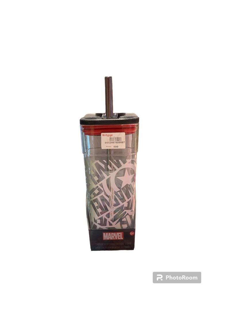 STOR AC CUBE TUMBLER (WITH STAINLESS STEEL STRAW) 540 ML MARVEL