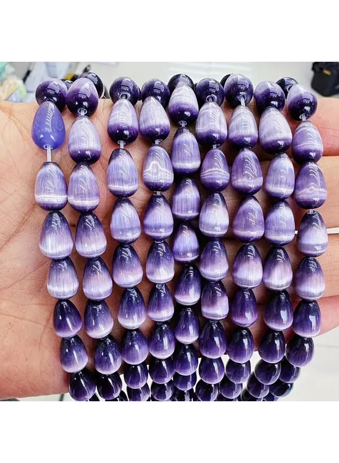 Cat Eye Teardrop Beads For DIY Jewelry Making Assorted Colors Orange Blue Green Pink Purple Yellow With Floral Accents Perfect For Bracelets Necklaces And Accessories Bead Attachments Jewelry Making Supplies Model B00021 9 - Image 5