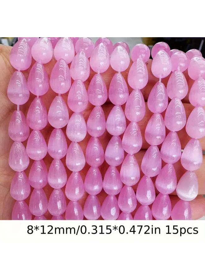 Cat Eye Teardrop Beads For DIY Jewelry Making Assorted Colors Orange Blue Green Pink Purple Yellow With Floral Accents Perfect For Bracelets Necklaces And Accessories Bead Attachments Jewelry Making Supplies Model B00021 9 - Image 2