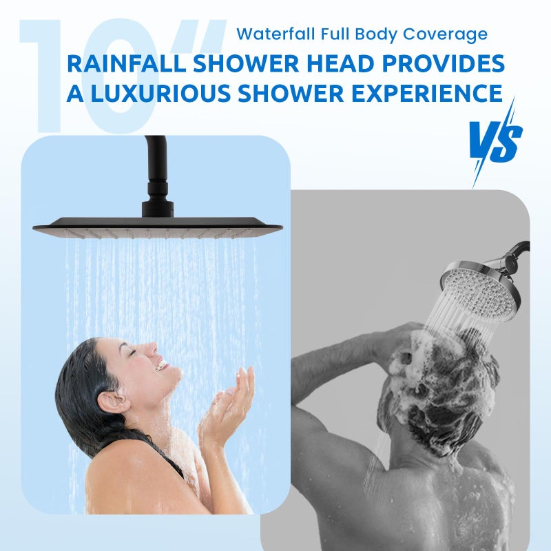 Ryamen Upgraded Dual Shower Heads Combo, 10 inch Filtered Shower Head with Handheld, 3-Way Rain Shower Head with Filters, 7 Settings Handheld Spray, High Pressure, Height Adjustable (Black) - Image 5