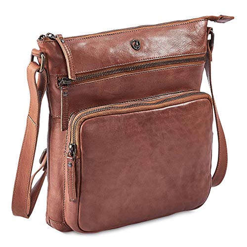 Cochoa Crossbody Bags for Women Real Leather Purse Handmade Vintage Crossover Shoulder Pocketbook (Cognac Washed Vintage) - Image 2