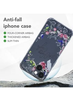 X-level iPhone 15 Case Transparent Mobile Phone Back Flowers Pattern Four Corner Shockproof Protective Camera Protection Funtion With 1 Screen Film Tempered Glass Cover Protector For Women Girl  - Image 5