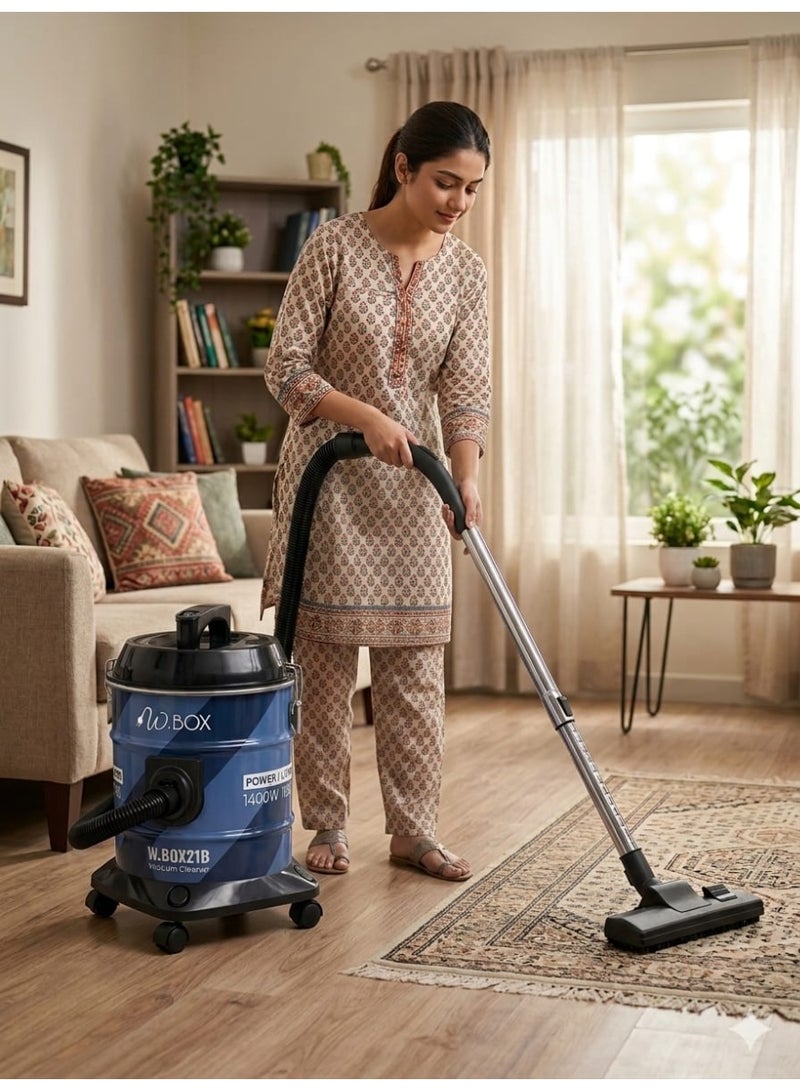 دبليو بوكس مكنسة كهربائية أسطوانية سعة ١٨ لترًا، ١٤٠٠ واط، أزرق وأسود | RM-DVC18A  لون أبيض كريمي كلاسيكي وأسود - Image 3