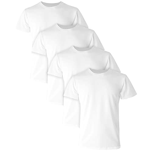 Hanes Comfort Fit Undershirt, Men’s Crewneck Stretch-Cotton T-Shirt, 4-Pack, White-4 Pack, Medium - Image 1