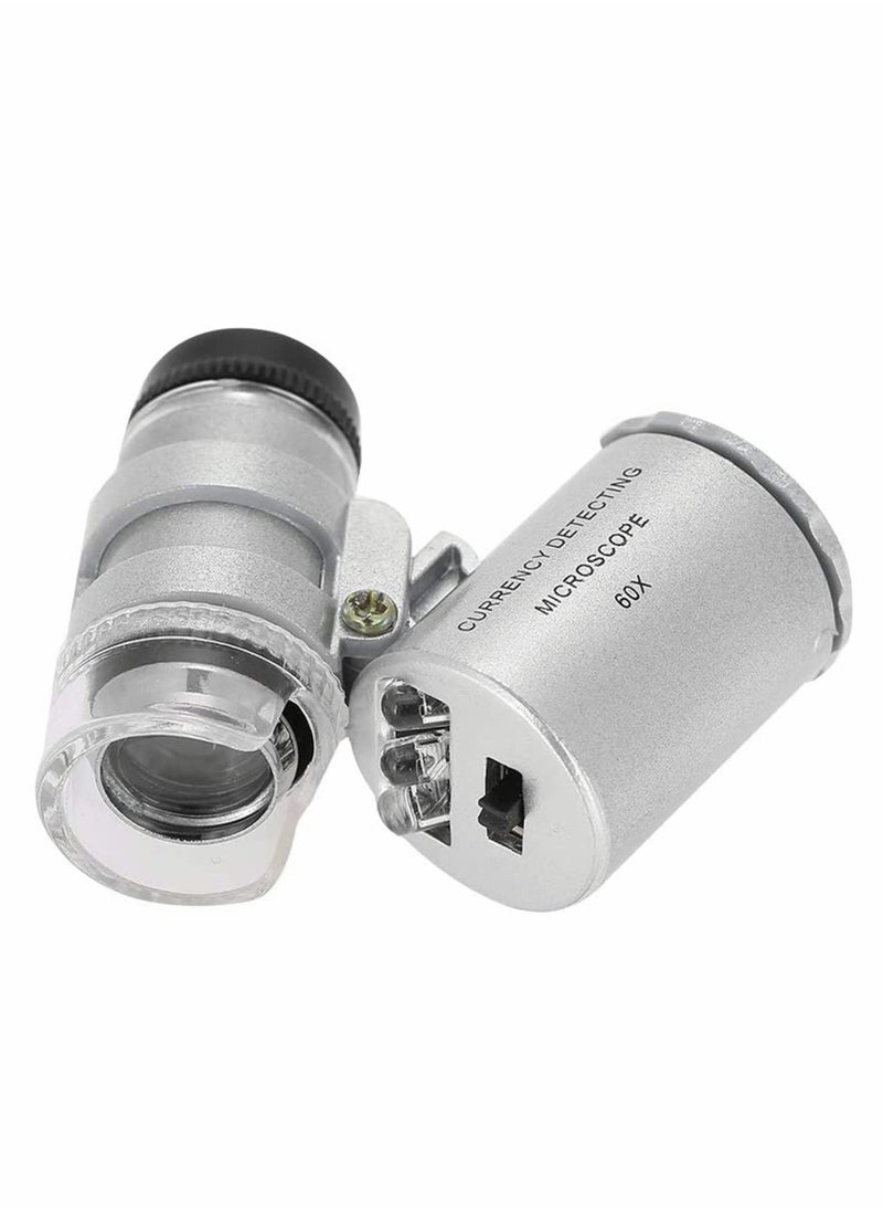 Excefore - Mini Microscope, 60X Universal Portable Microscope with LED UV Lights Magnifying Glass - Image 1