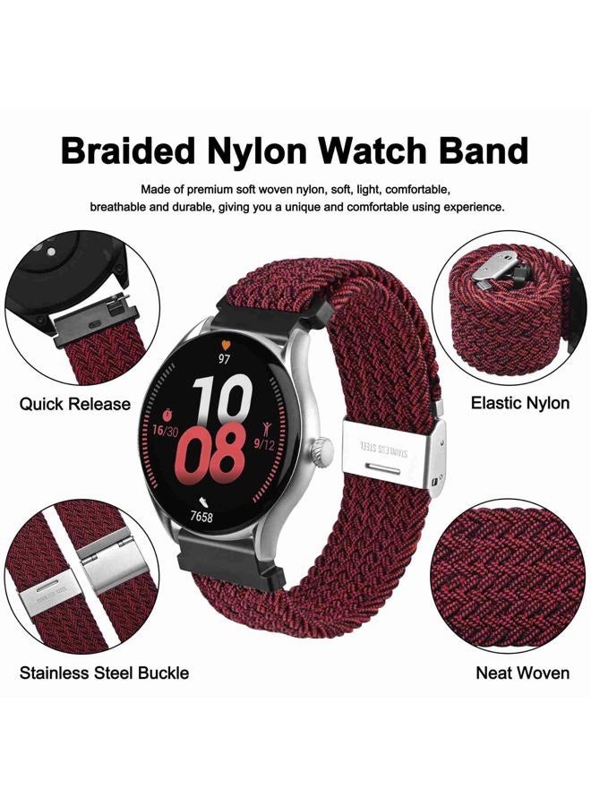 WOCCI 18mm Braided Nylon Watch Band for Men and Women, Quick Release, Silver Stainless Steel Buckle (Red Black)  - Image 3