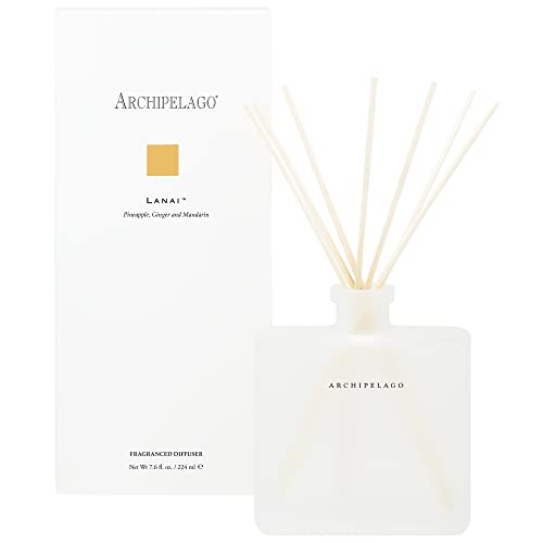 Archipelago Botanicals Lanai Reed Diffuser, Home Fragrance Reed Diffuser, Includes Fragrance Oil, Frosted Glass Vessel & 10 Diffuser Reeds, Perfect for Home, Office or Gift, 7.6 Fl Oz - Image 1