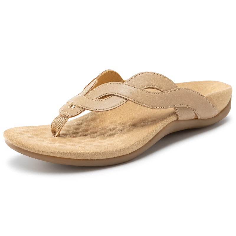 Rihero Orthopedic Sandals for Women Arch Support Flip Flops Comfortable Orthotic Nude Sandals Slip On Summer Casual Thong Slide Sandals Size 7 - Image 1