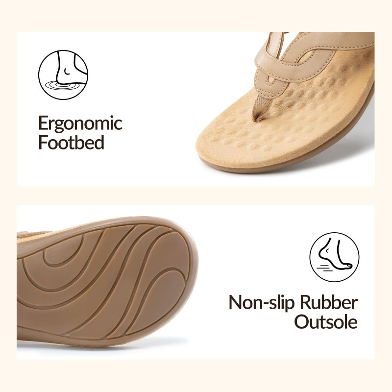 Rihero Orthopedic Sandals for Women Arch Support Flip Flops Comfortable Orthotic Nude Sandals Slip On Summer Casual Thong Slide Sandals Size 7 - Image 5