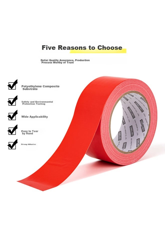 Deli Heavy-duty Cloth Tape, High Adhesion, Wear-resistant, Waterproof Tape, 48mm*20m*230μm, Carpet Fixing, Pipe Repair, Sealing, Red, 1 Roll, 52002 - Image 4