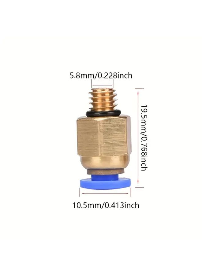 10 Pcs 3D Printed Blue PC4 M6 Pneumatic Straight Connector 4mm - Image 2